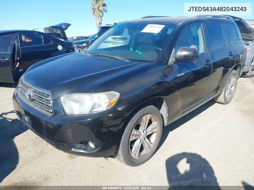 JTEDS43A482043243 2008 Toyota Highlander Sport
