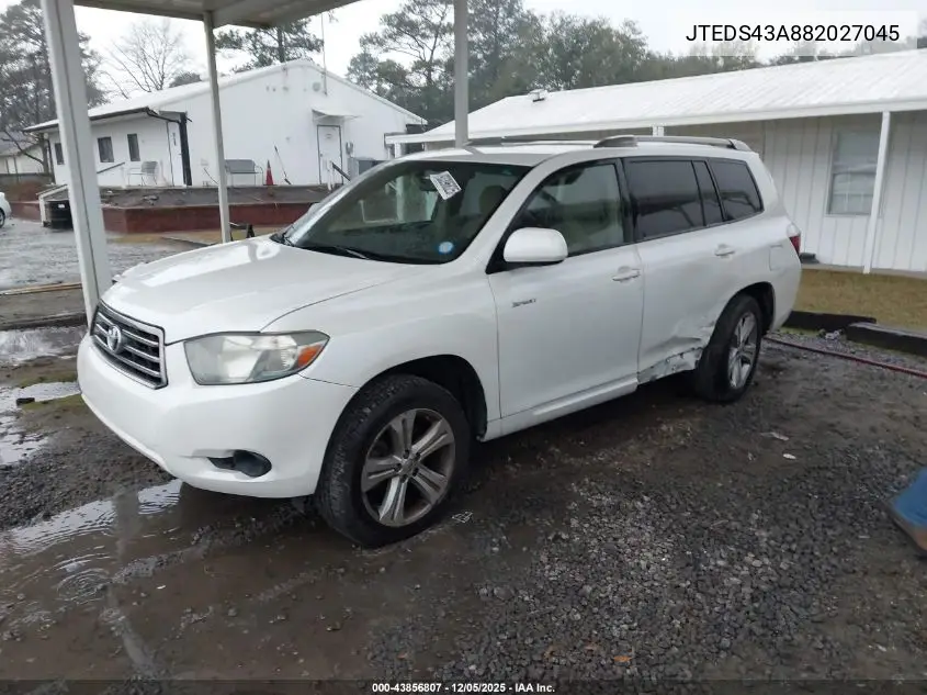 JTEDS43A882027045 2008 Toyota Highlander Sport
