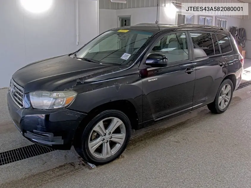 JTEES43A582080001 2008 Toyota Highlander Sport