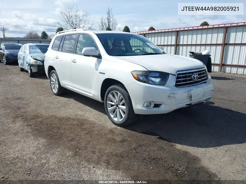 JTEEW44A982005921 2008 Toyota Highlander Hybrid Limited
