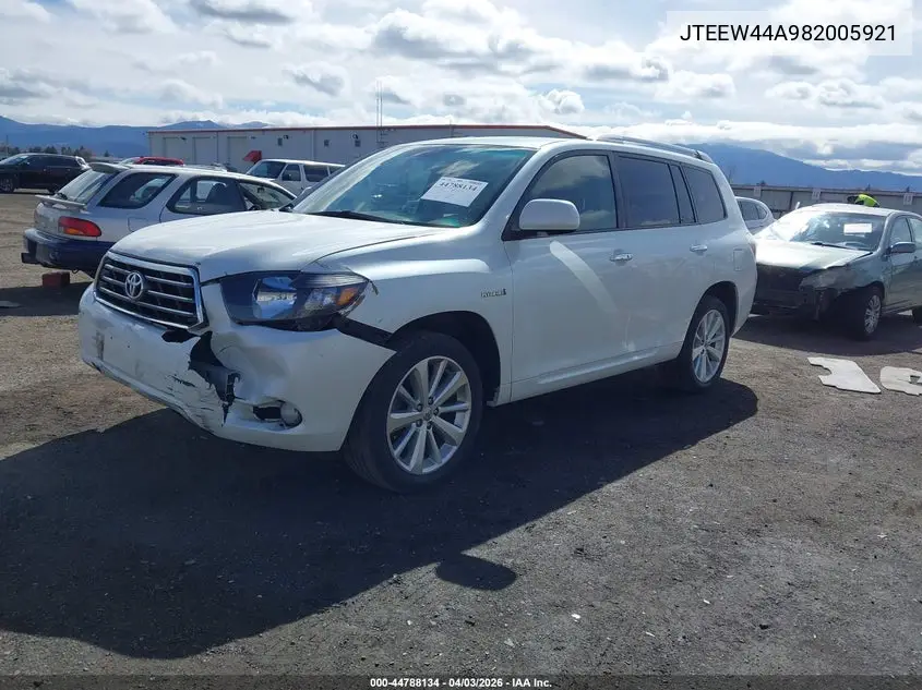 JTEEW44A982005921 2008 Toyota Highlander Hybrid Limited