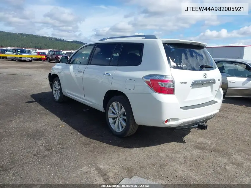 JTEEW44A982005921 2008 Toyota Highlander Hybrid Limited
