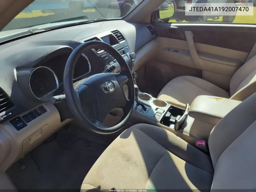 JTEDA41A192007470 2009 Toyota Highlander