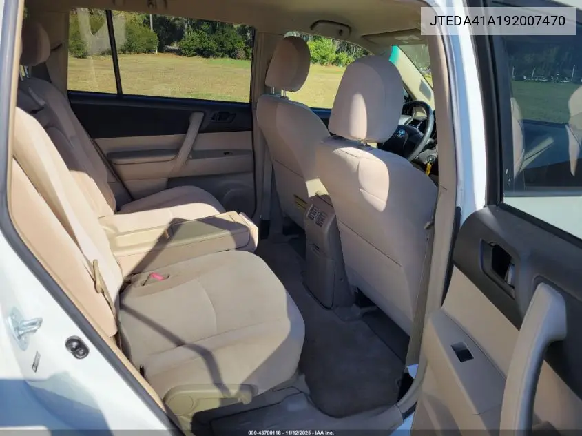 JTEDA41A192007470 2009 Toyota Highlander