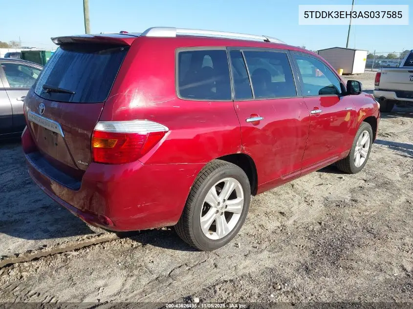 5TDDK3EH3AS037585 2010 Toyota Highlander Limited V6