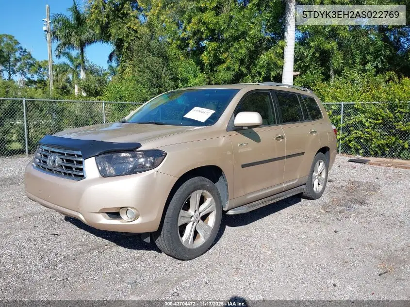 5TDYK3EH2AS022769 2010 Toyota Highlander Limited V6