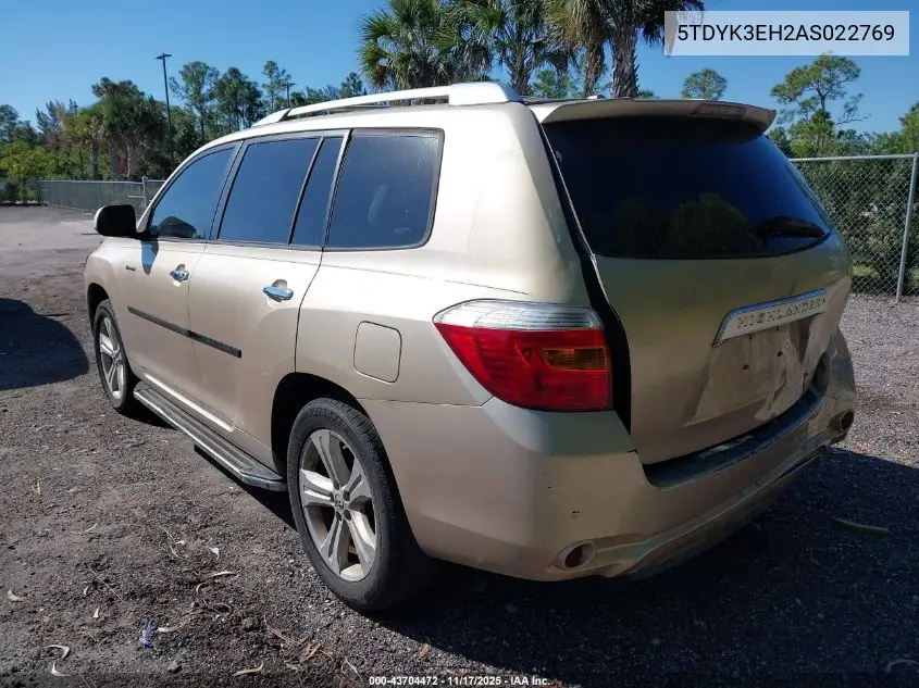 5TDYK3EH2AS022769 2010 Toyota Highlander Limited V6