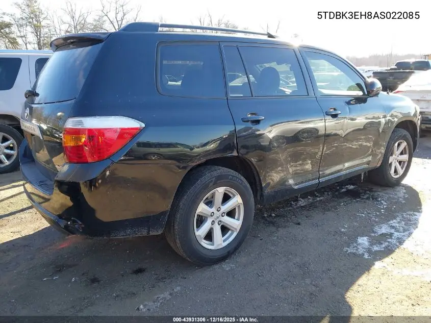 5TDBK3EH8AS022085 2010 Toyota Highlander Base V6