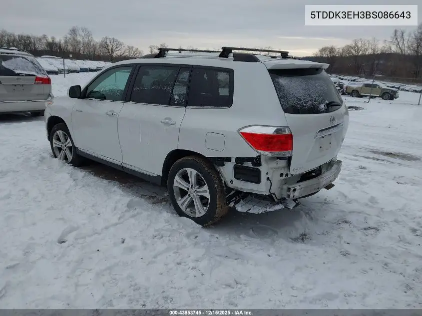 5TDDK3EH3BS086643 2011 Toyota Highlander Limited V6