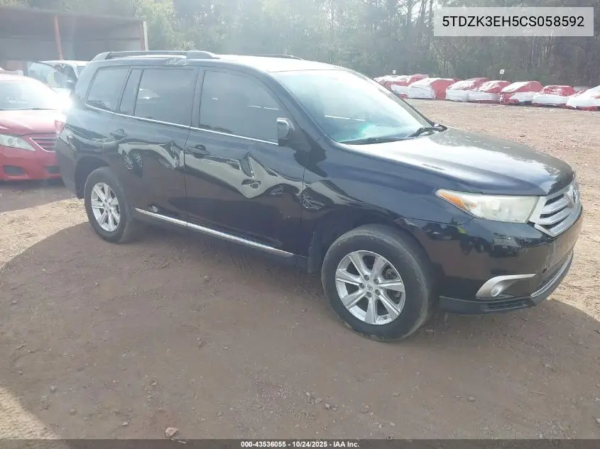 5TDZK3EH5CS058592 2012 Toyota Highlander Base V6
