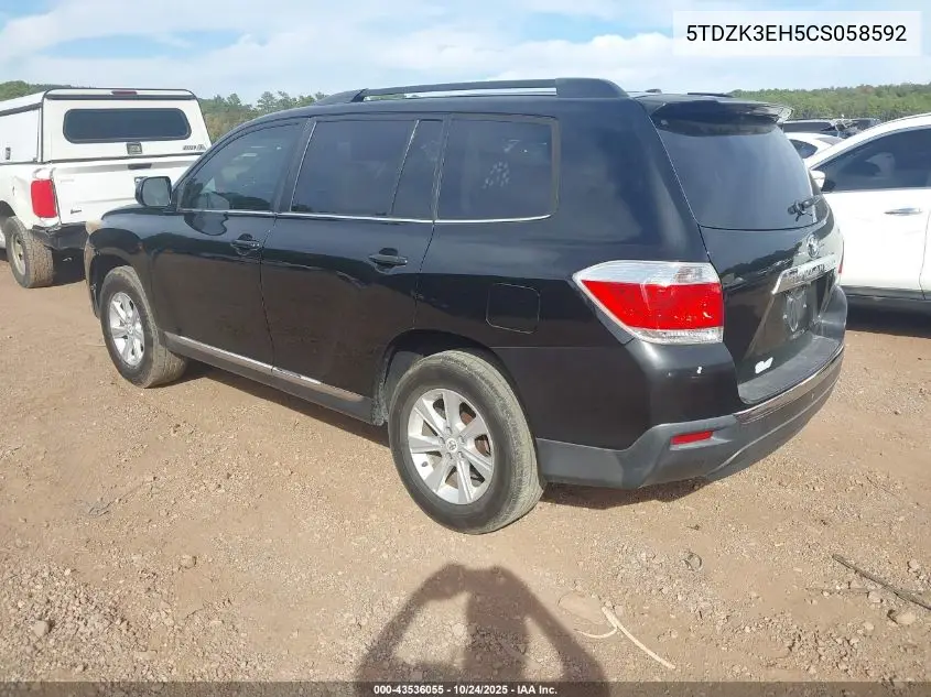 5TDZK3EH5CS058592 2012 Toyota Highlander Base V6