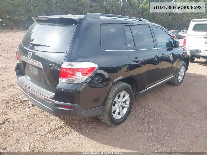 5TDZK3EH5CS058592 2012 Toyota Highlander Base V6