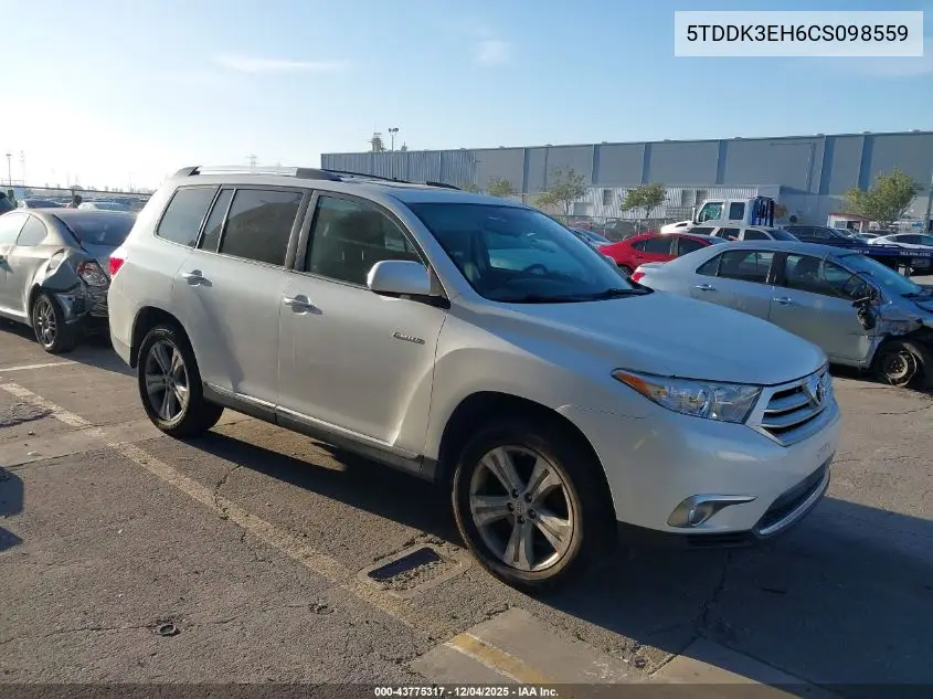 5TDDK3EH6CS098559 2012 Toyota Highlander Limited V6