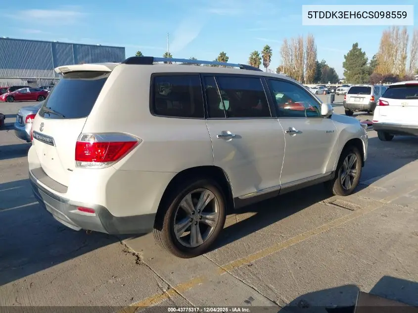 5TDDK3EH6CS098559 2012 Toyota Highlander Limited V6