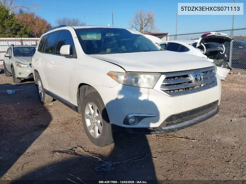 5TDZK3EHXCS071113 2012 Toyota Highlander Se V6