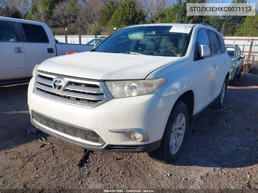 5TDZK3EHXCS071113 2012 Toyota Highlander Se V6