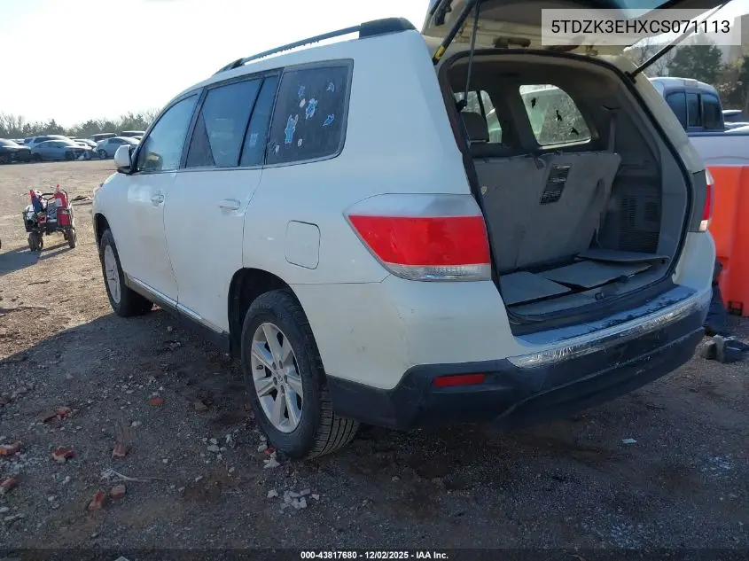 5TDZK3EHXCS071113 2012 Toyota Highlander Se V6