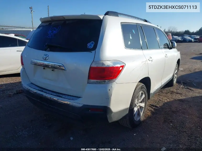5TDZK3EHXCS071113 2012 Toyota Highlander Se V6