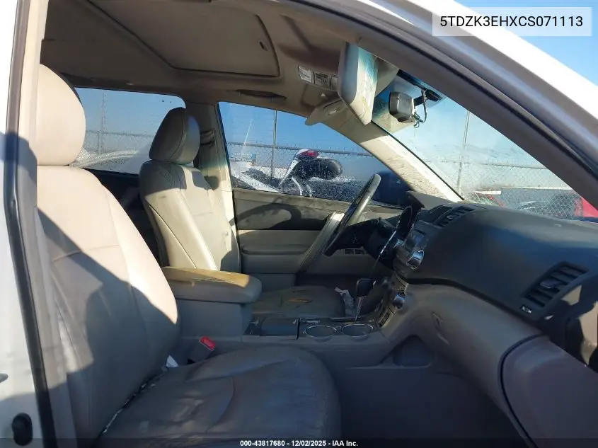 5TDZK3EHXCS071113 2012 Toyota Highlander Se V6