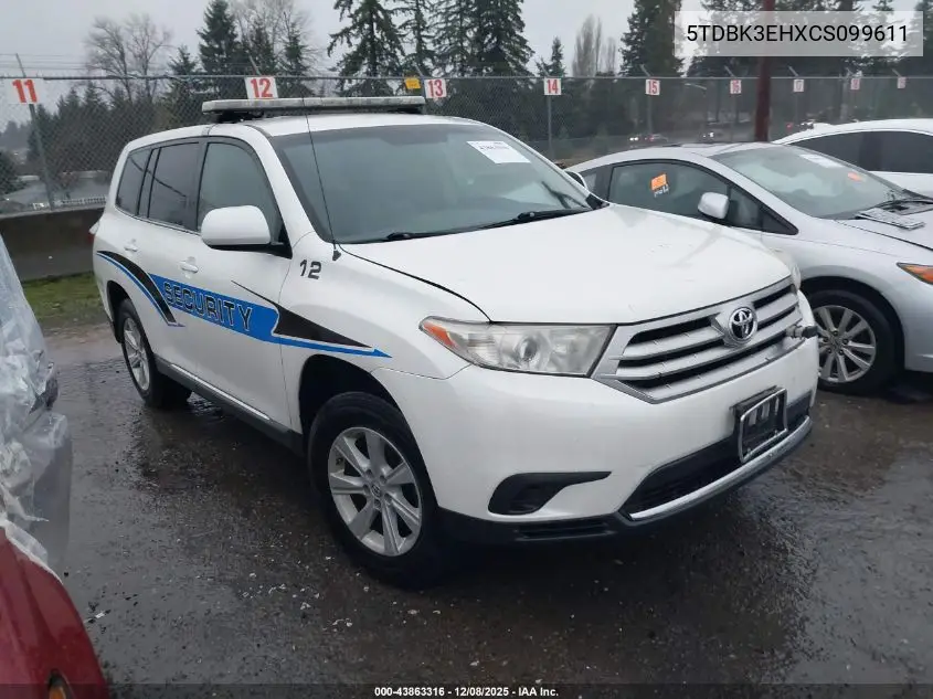 5TDBK3EHXCS099611 2012 Toyota Highlander Base V6