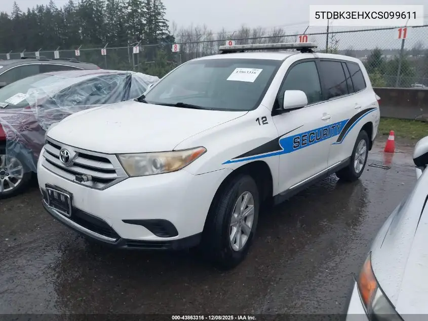 5TDBK3EHXCS099611 2012 Toyota Highlander Base V6