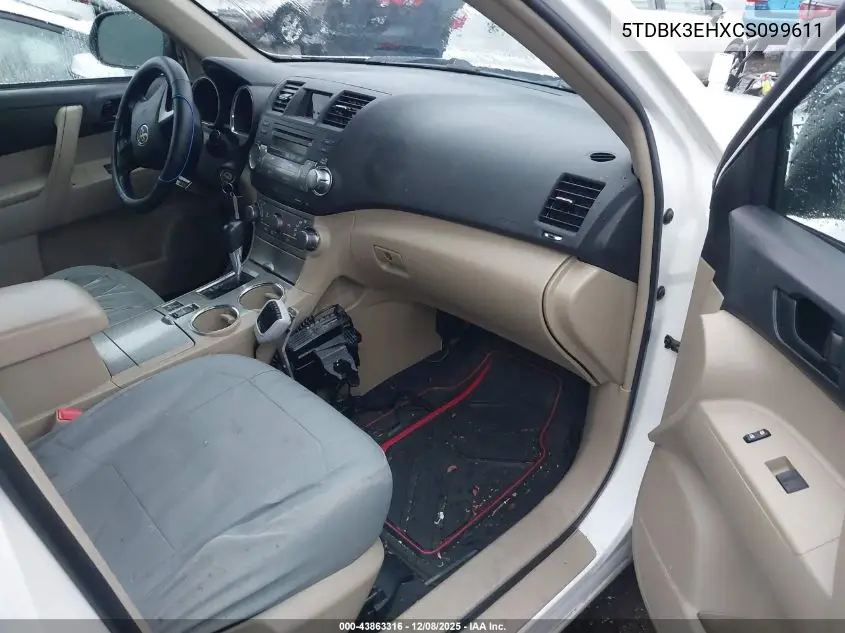 5TDBK3EHXCS099611 2012 Toyota Highlander Base V6
