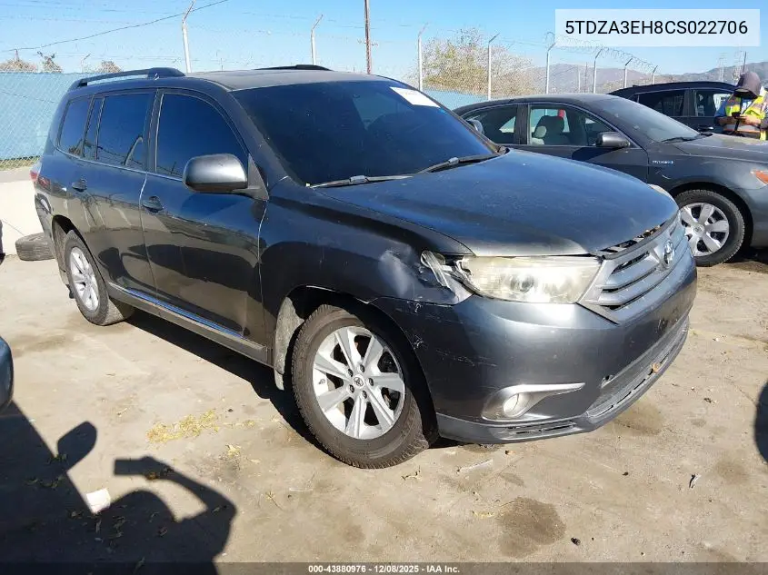 5TDZA3EH8CS022706 2012 Toyota Highlander Se