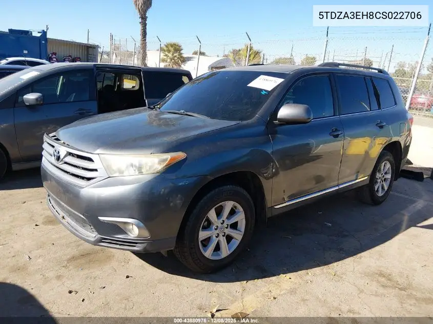 5TDZA3EH8CS022706 2012 Toyota Highlander Se