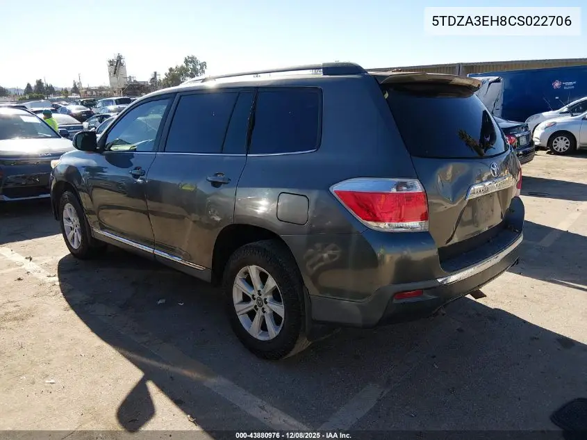 5TDZA3EH8CS022706 2012 Toyota Highlander Se