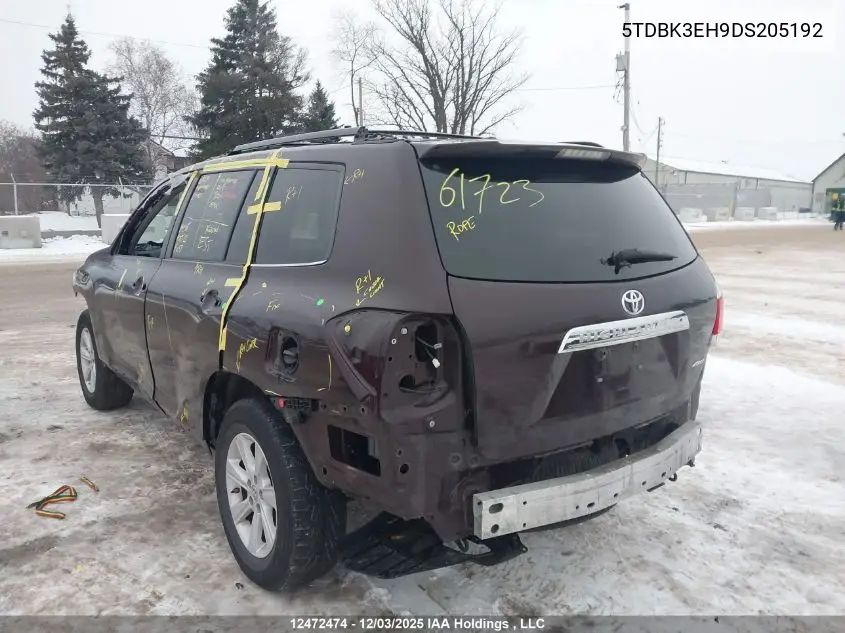 5TDBK3EH9DS205192 2013 Toyota Highlander