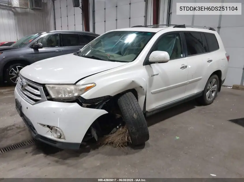 5TDDK3EH6DS251104 2013 Toyota Highlander Limited V6