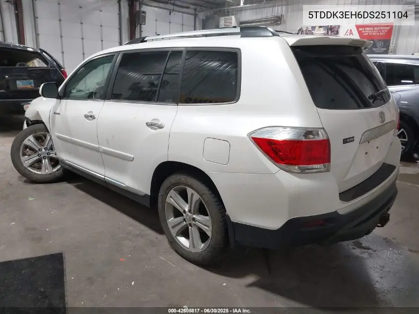5TDDK3EH6DS251104 2013 Toyota Highlander Limited V6