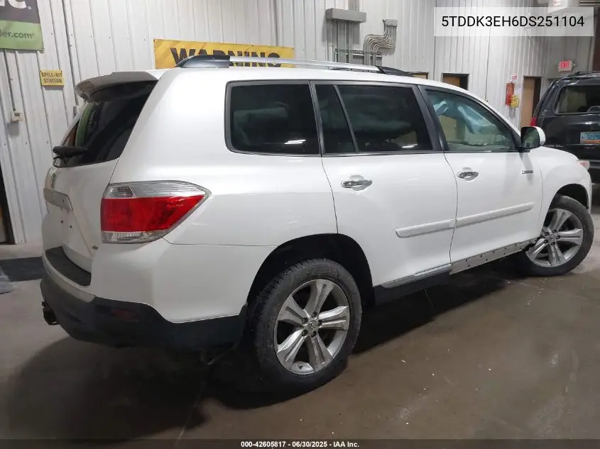 5TDDK3EH6DS251104 2013 Toyota Highlander Limited V6