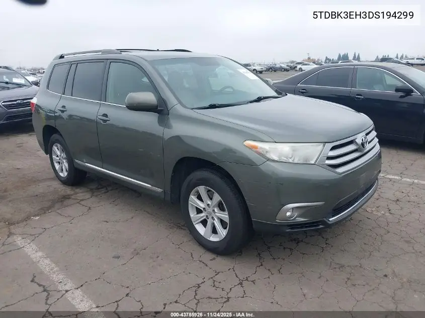 5TDBK3EH3DS194299 2013 Toyota Highlander Se V6