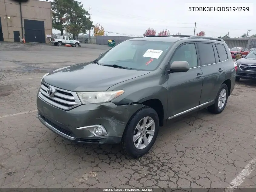 5TDBK3EH3DS194299 2013 Toyota Highlander Se V6
