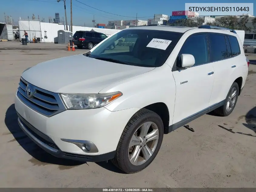 5TDYK3EH1DS110443 2013 Toyota Highlander Limited V6