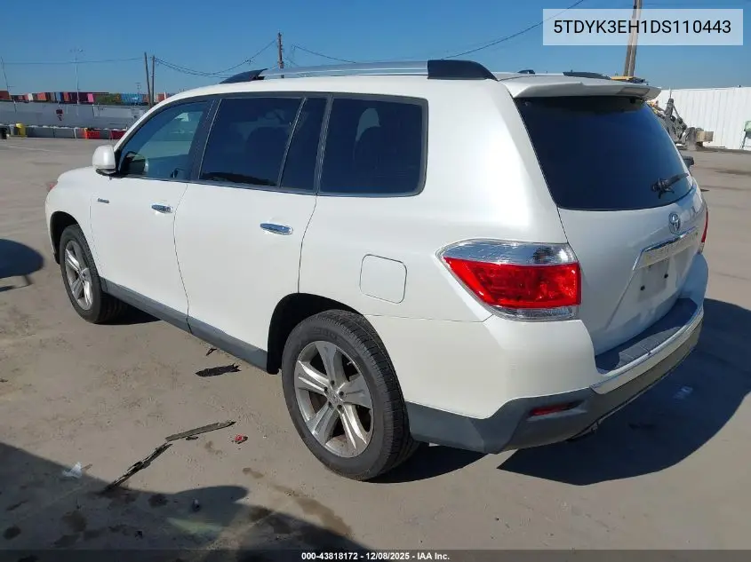 5TDYK3EH1DS110443 2013 Toyota Highlander Limited V6