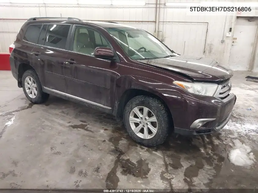 5TDBK3EH7DS216806 2013 Toyota Highlander Se V6