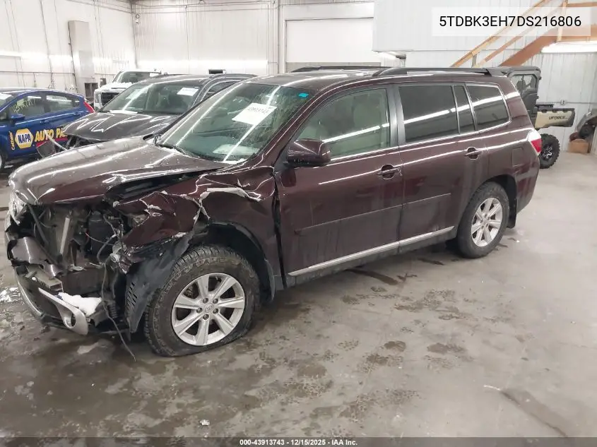 5TDBK3EH7DS216806 2013 Toyota Highlander Se V6