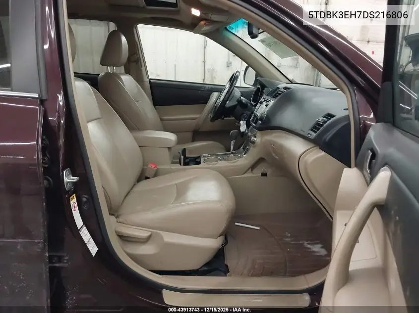 5TDBK3EH7DS216806 2013 Toyota Highlander Se V6