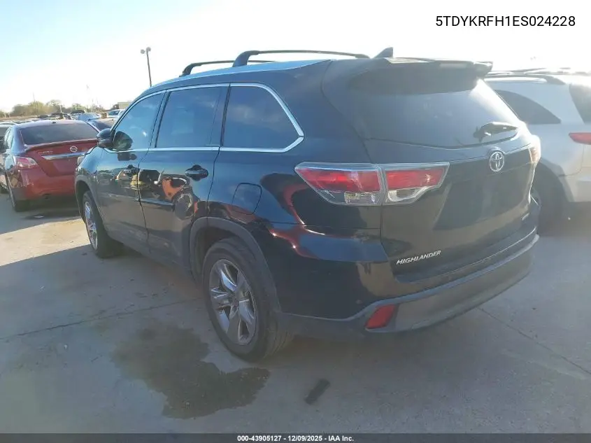 5TDYKRFH1ES024228 2014 Toyota Highlander Limited V6