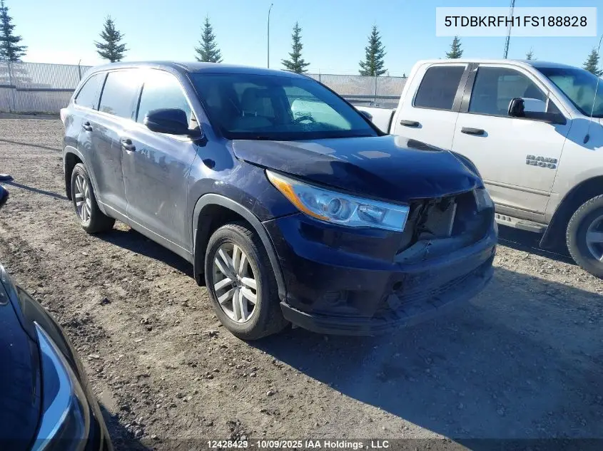 5TDBKRFH1FS188828 2015 Toyota Highlander Le