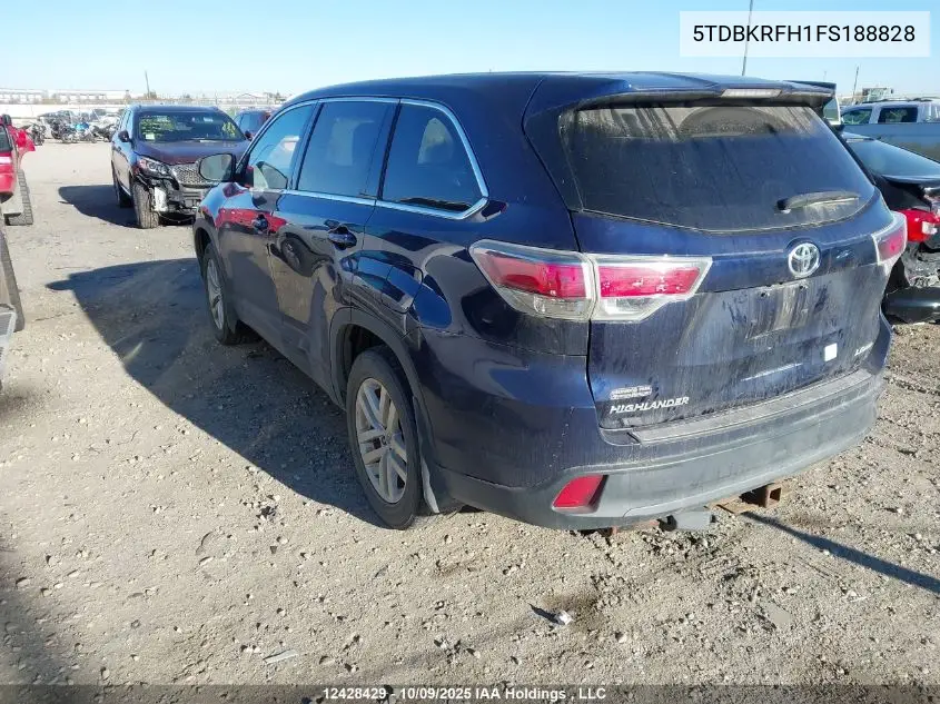 5TDBKRFH1FS188828 2015 Toyota Highlander Le