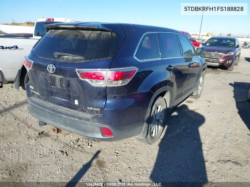 5TDBKRFH1FS188828 2015 Toyota Highlander Le