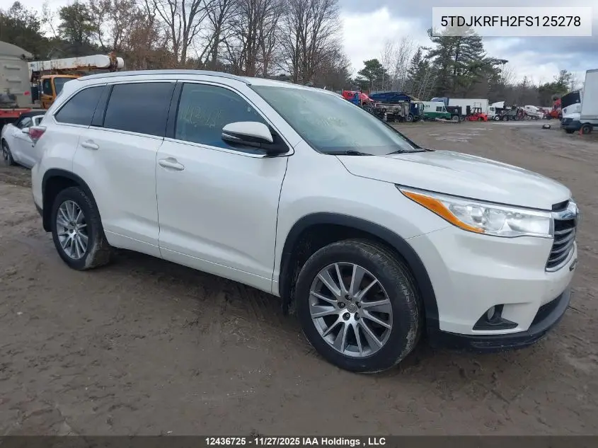 5TDJKRFH2FS125278 2015 Toyota Highlander Xle
