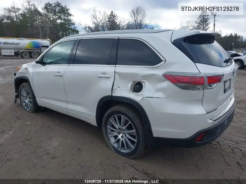 5TDJKRFH2FS125278 2015 Toyota Highlander Xle