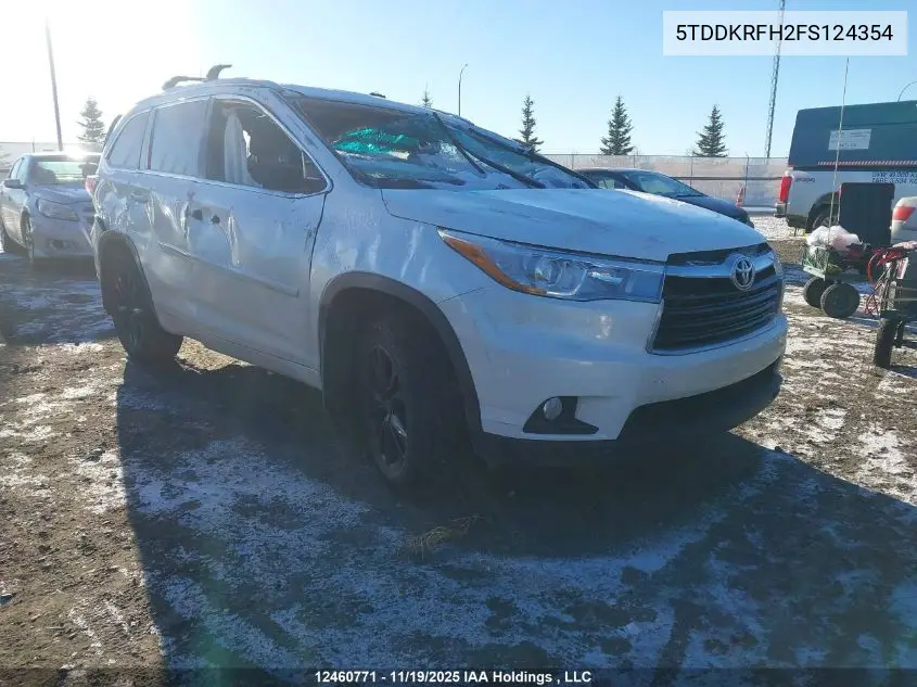 5TDDKRFH2FS124354 2015 Toyota Highlander Limited