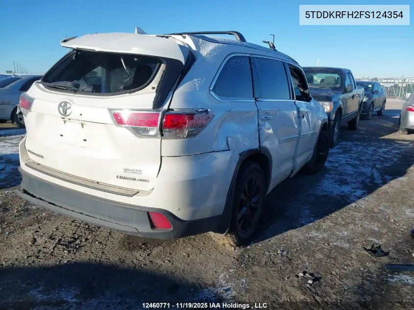 5TDDKRFH2FS124354 2015 Toyota Highlander Limited
