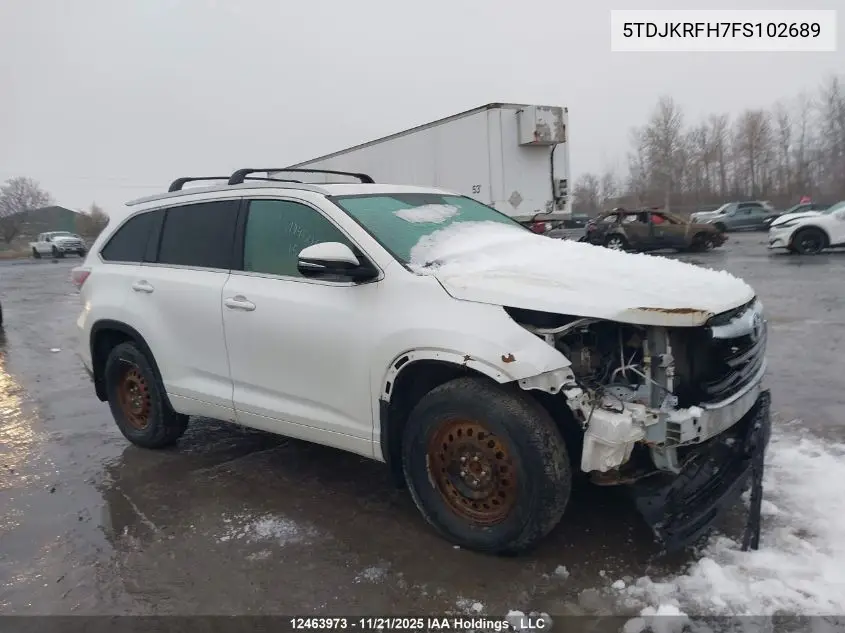 5TDJKRFH7FS102689 2015 Toyota Highlander Xle