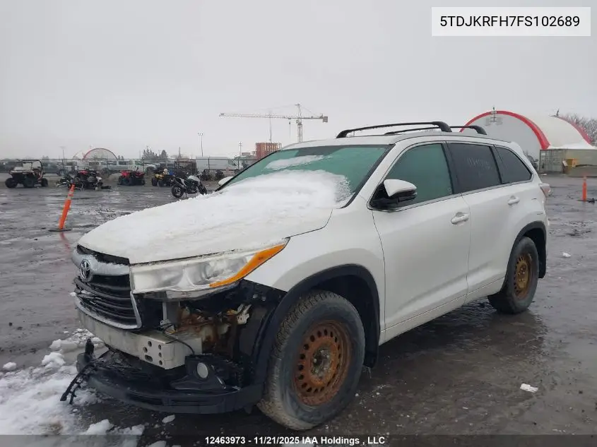 5TDJKRFH7FS102689 2015 Toyota Highlander Xle